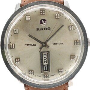 Vintage 38mm Rado 11853 Cosmo Travel Men's Automatic Wristwatch Swiss Steel